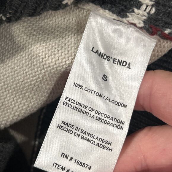 Lands End Sweater Womens Small Gray Bear Fair Isle Pullover Winter Cotton New - Picture 4 of 5